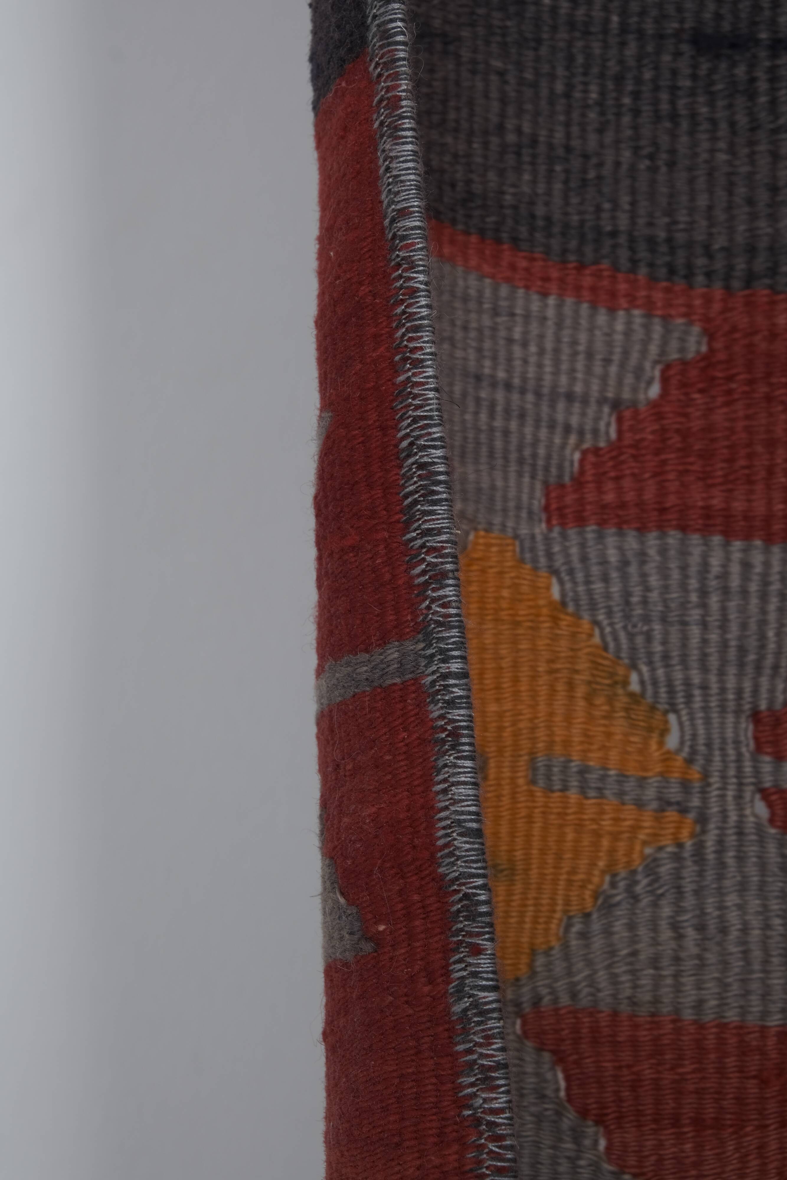 Vintage Organic Turkish Yellow and Red Kilim Rug Runner 3' x 9'5''