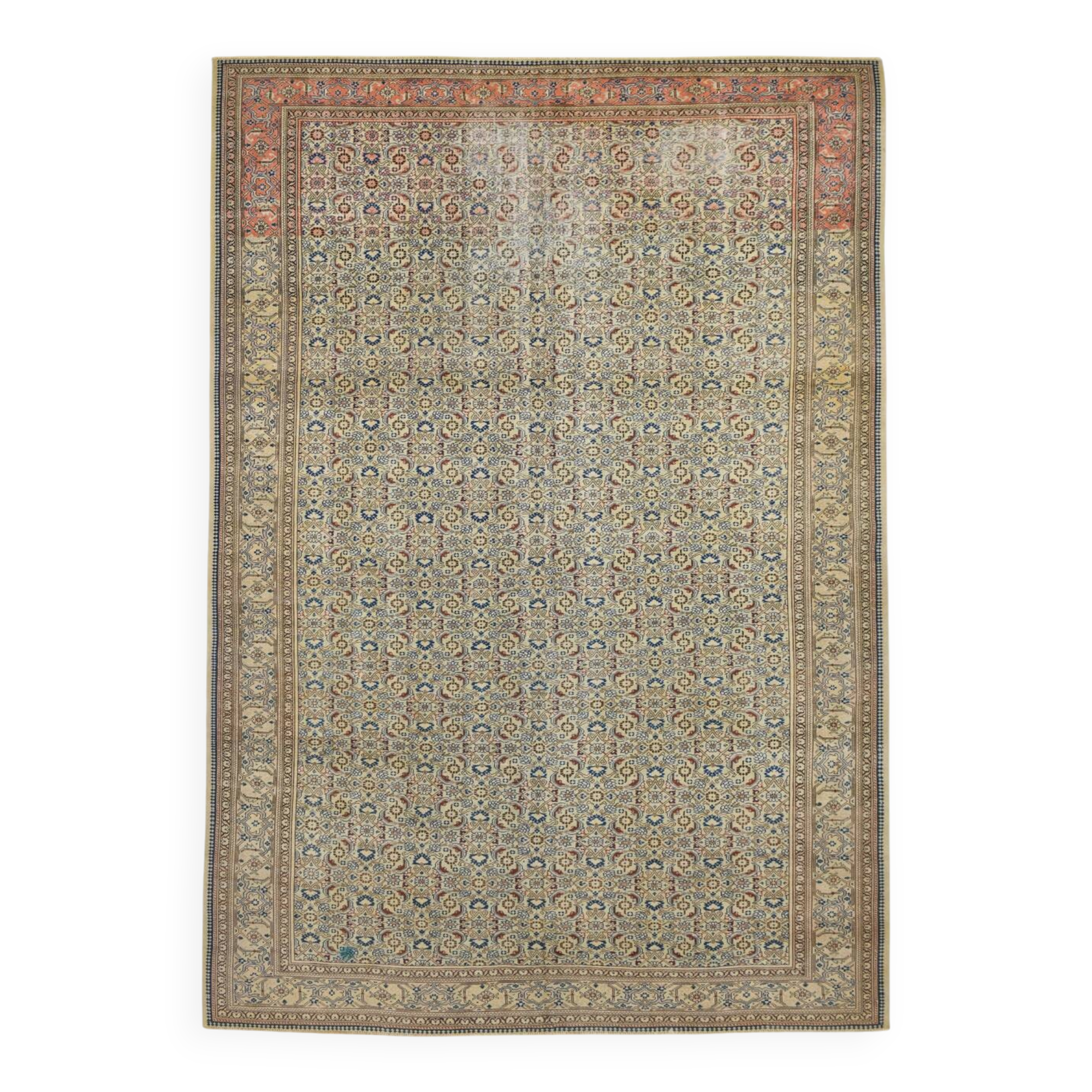 8x11 Vintage Large Blue & Cream Persian Rug, 240x351Cm