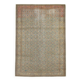 Grand tapis persan vintage bleu et crème 8x11, 240x351 cm