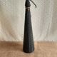 Glass bottle covered with black scoubidou with twisted golden handle - vintage