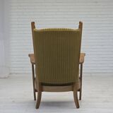 1970s, Scandinavian armchair, cotton/wool fabric, solid oak wood.