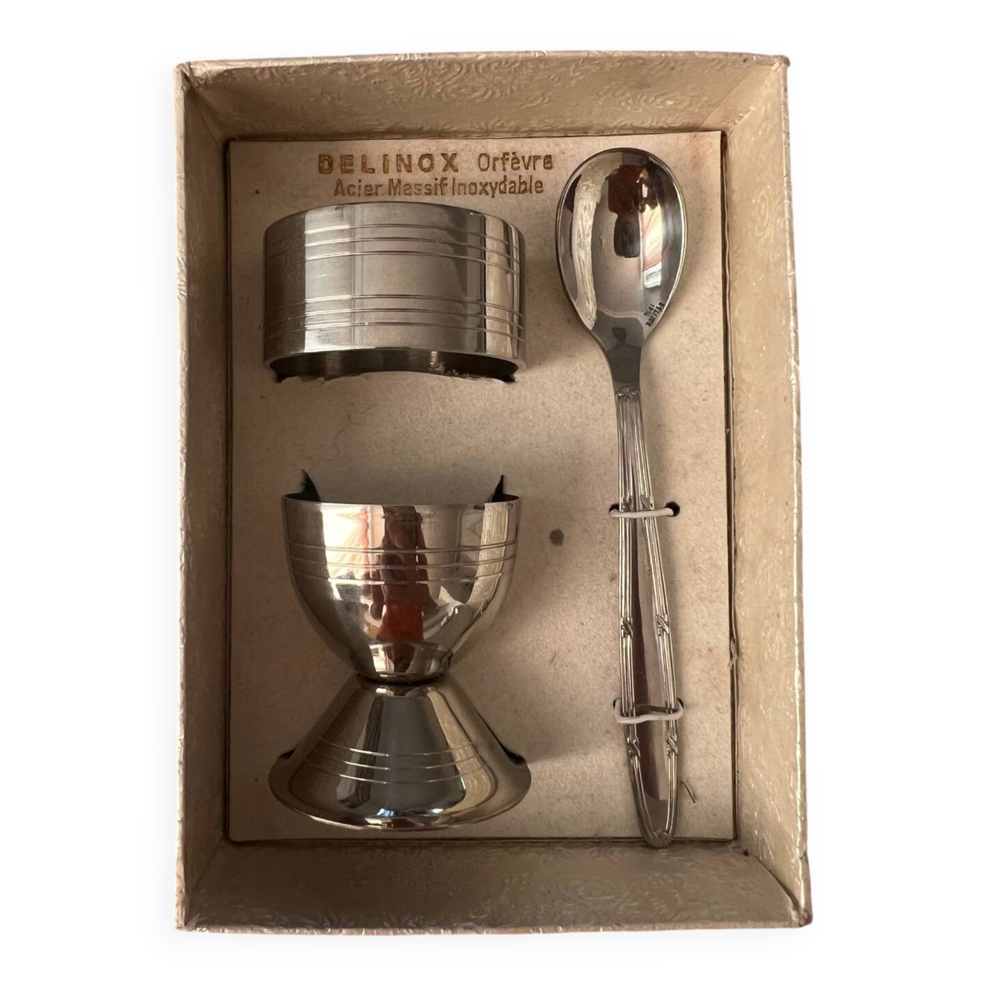 Vintage 70's stainless steel egg cup set