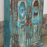 Old blue wooden cabinet with beautiful patina