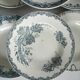 Set of 6 blue ironstone deep plates, antique French earthenware.