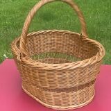 Old large wicker harvest or shopping basket TBE