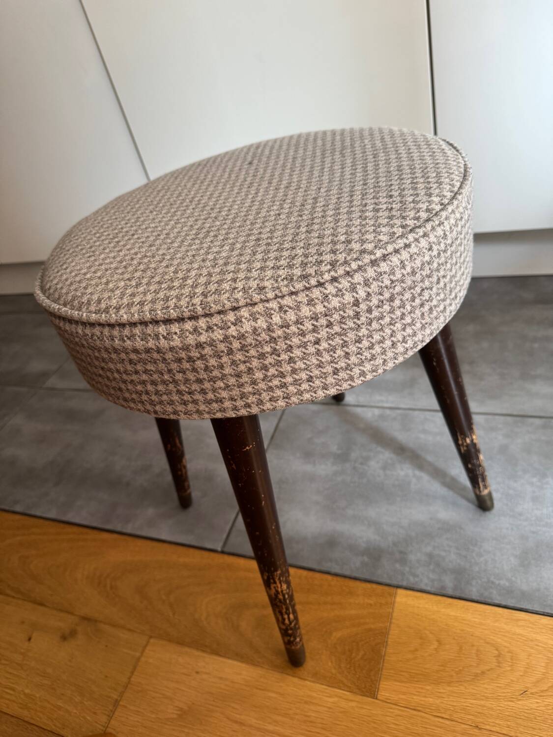 Wooden and wool stool