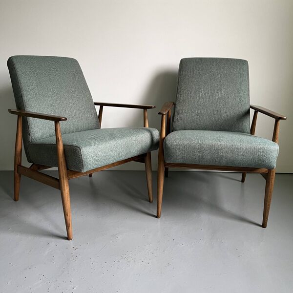 Fauteuils vintage mi-siècle : paire restaurée H.Lis 300-190