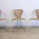 Set of 3 Linda chairs by Arrben – beige faux leather and chrome steel – 1980s