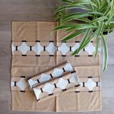 5 napkins 49x49 cm beige with geometric pattern, vintage