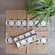 5 napkins 49x49 cm beige with geometric pattern, vintage