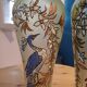 Pair of Legras vases in peacock glass