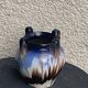 Amphora vase in mixed earth, shades of blue, beige and white, pottery, vintage