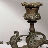 Pair of bronze candlesticks representing chimeras/dragons - 19th century