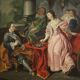 French painting from the 18th century, couple playing chess