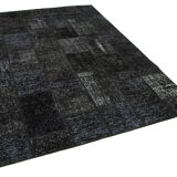Tapis oriental vintage noué à la main 172 cm x 242 cm tapis patchwork noir