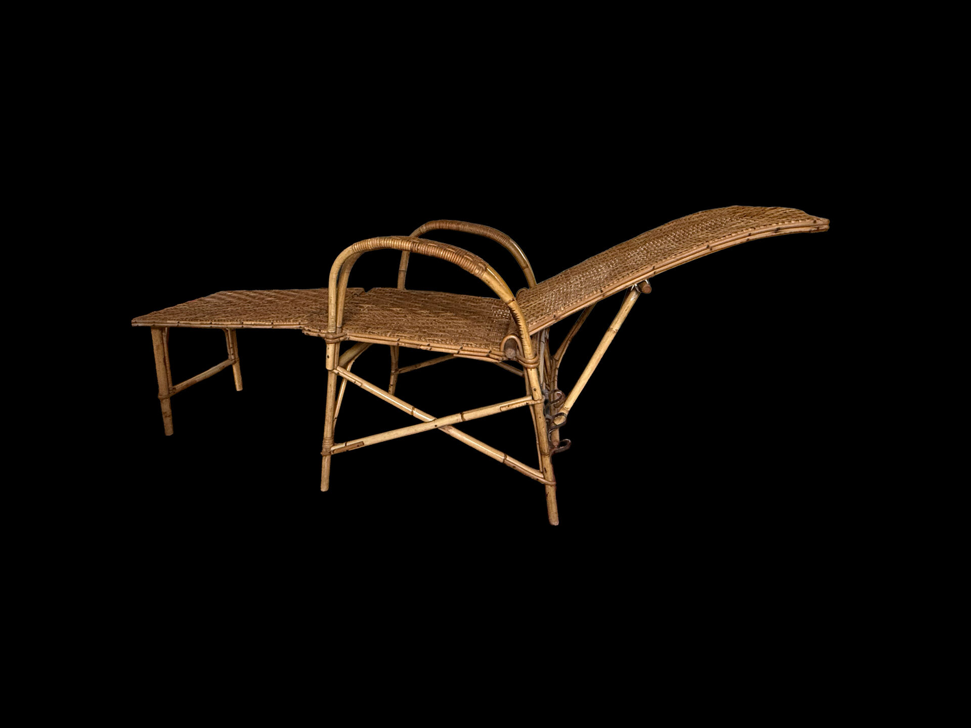 Fauteuil /chaise longue osier années 50/60
