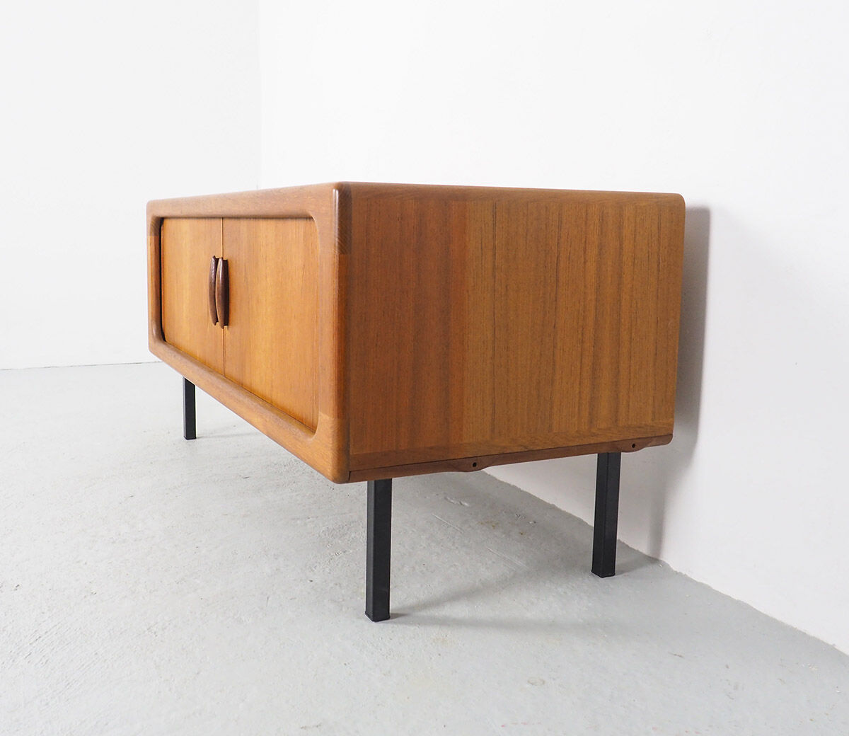 Low teak sideboard with tambour doors by Dyrlund, 1960's