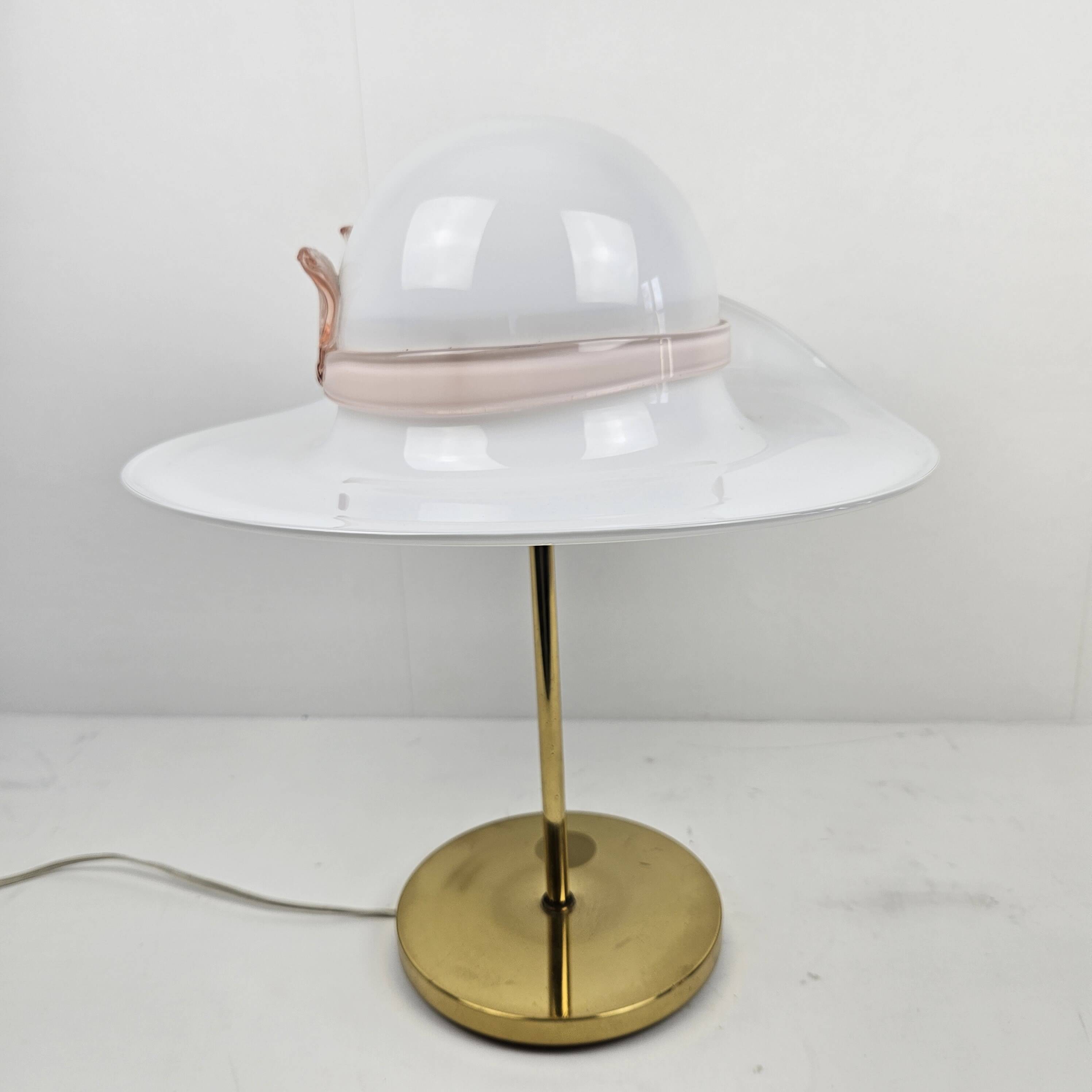 Table Lamp with Brass and Murano Glass, Italy 1970's