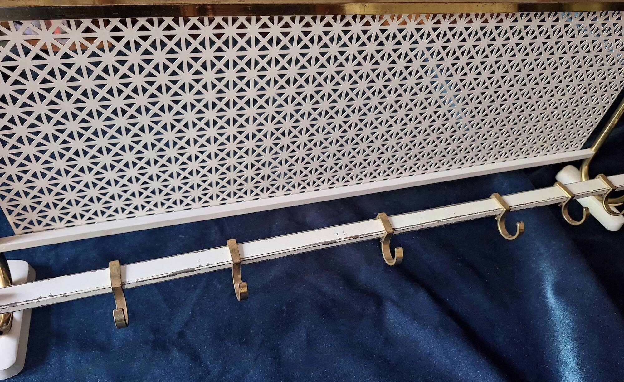 Brass and perforated metal coat and hat rack, 1960s