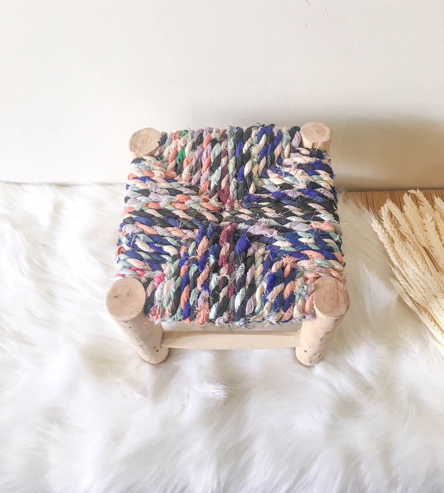 Mini tabouret boucherouite