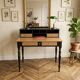 Bureau ancien restauré style campagne chic / bicolore noir et bois