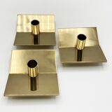 3 “Profile” candlesticks no. 70 in brass • Design Pierre Forssel for Skultuna Éditions • 1960