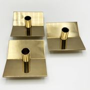 3 “Profile” candlesticks no. 70 in brass • Design Pierre Forssel for Skultuna Éditions • 1960