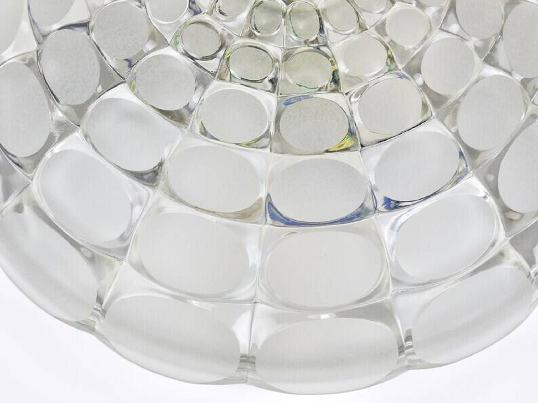 Peill & Putzer Large Round Op Art Glass Sconce, Wall Lamp, Flush Mount, Germany, 1970s