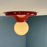 Castiglioni red metal "Light Ball" wall or ceiling lamp for Flos, Italy 1970s