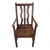 Rustic Antique Armchair in Walnut – Popular Art (Late 19th Century)