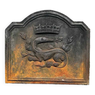 Plaque de cheminée lézard roi feu