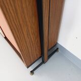 Vintage Italian modular shelving unit in melamine with wood decor