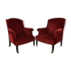 Paire de fauteuils crapaud Napoléon III en velours rouge
