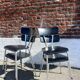 Lot 4 chaises vintage skaï noir et métal chromé