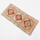 Tapis oriental turc vintage rouge crème, 39 x 84 cm