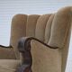 1960s, Danish relax chair, original green furniture velour, oak wood.