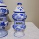 3 Delft style earthenware spice jars or apothecary pots