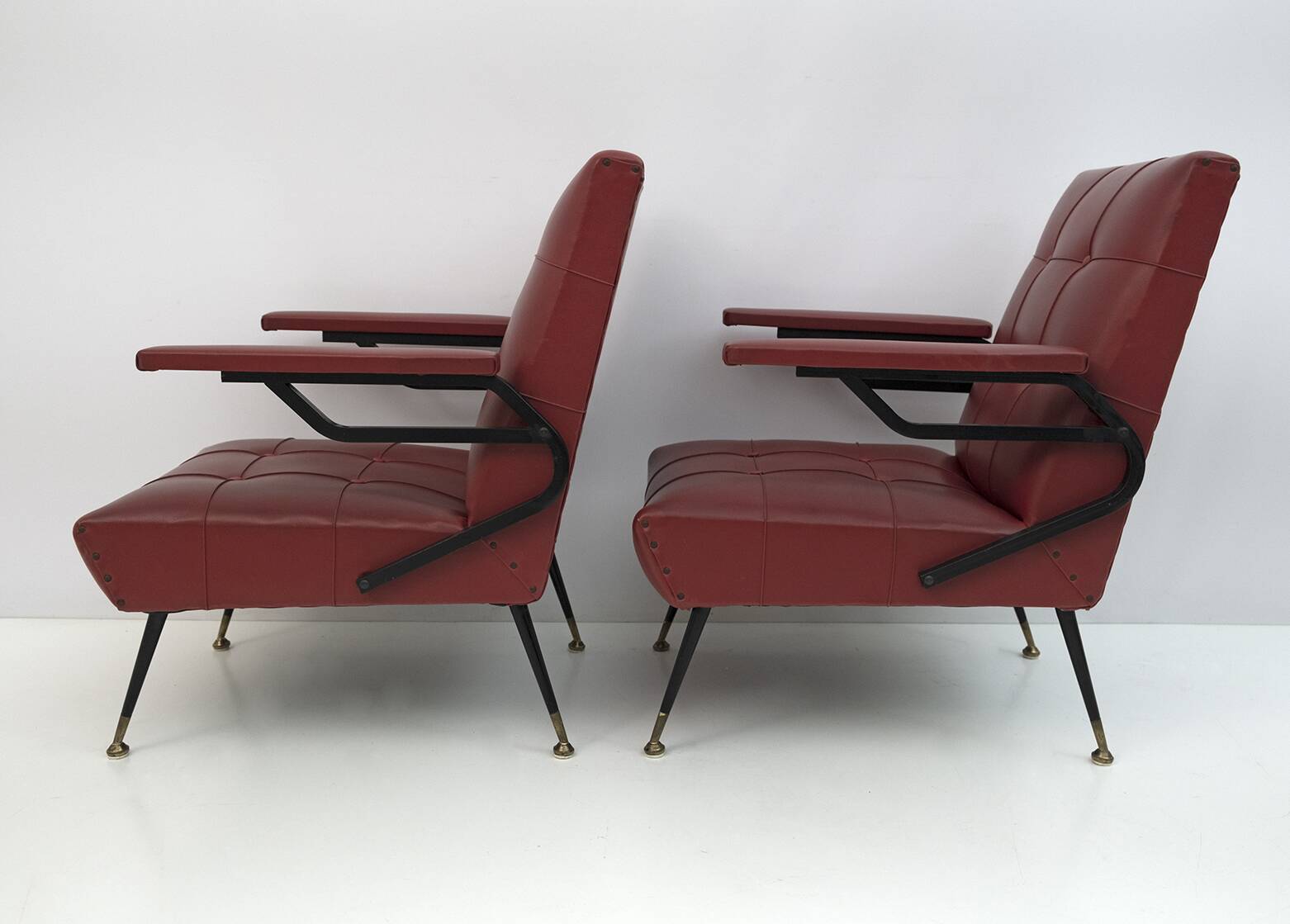 Mid-Century Modern Italian Faux Leather Small Armchair, 1960s