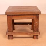 Old small Burmese teak workshop bedside table
