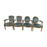 Set of 4 Louis XVI medallion armchairs