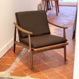 Fauteuil scandinave vintage en bois foncé