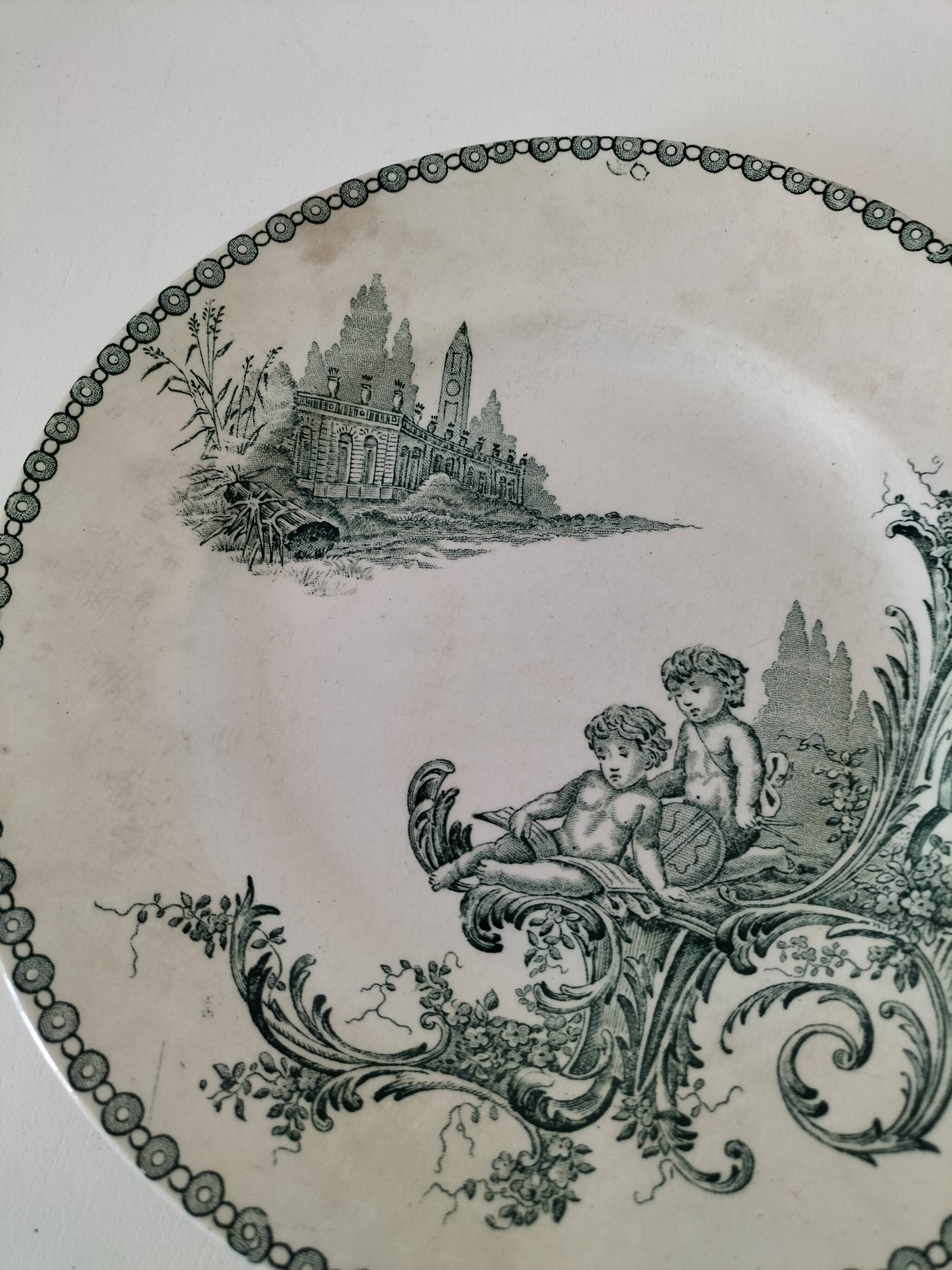 ironstone plate, A. Lebacqz & M. Bouchart earthenware factory, Trianon model