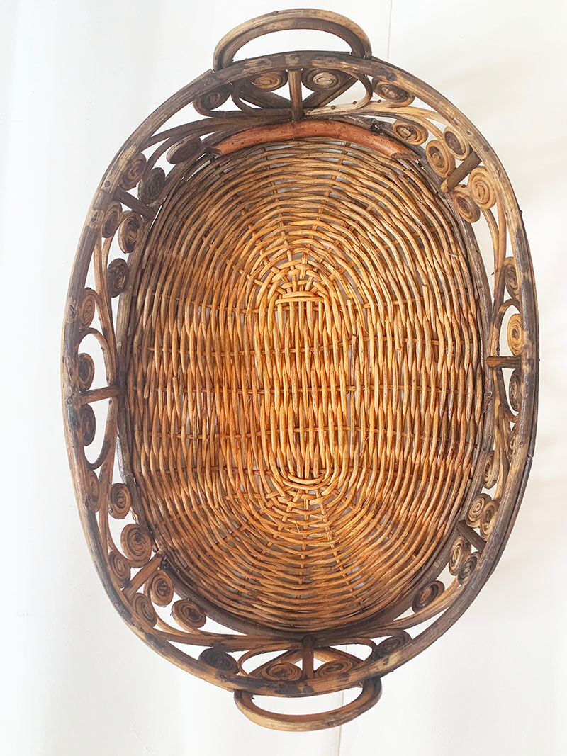 Peacock rattan tray