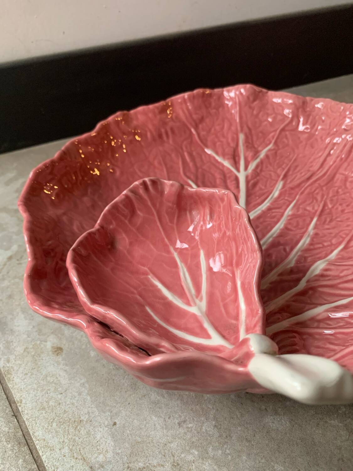 Cabbage leaf barbotine dish