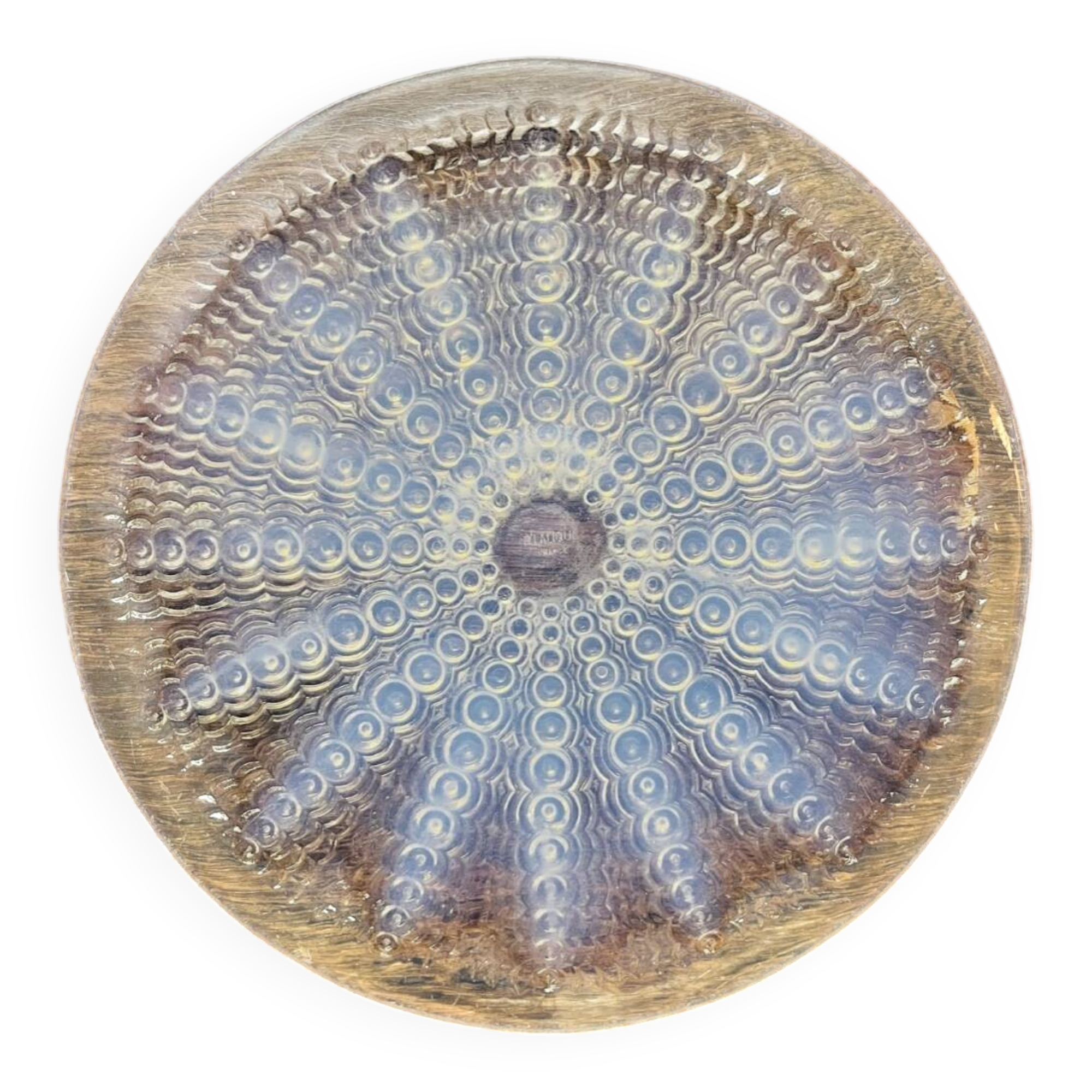 Plat René Lalique modèle Oursin verre opalescent