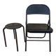 Black metal chair and stool set