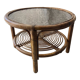 Table basse ronde en rotin vintage