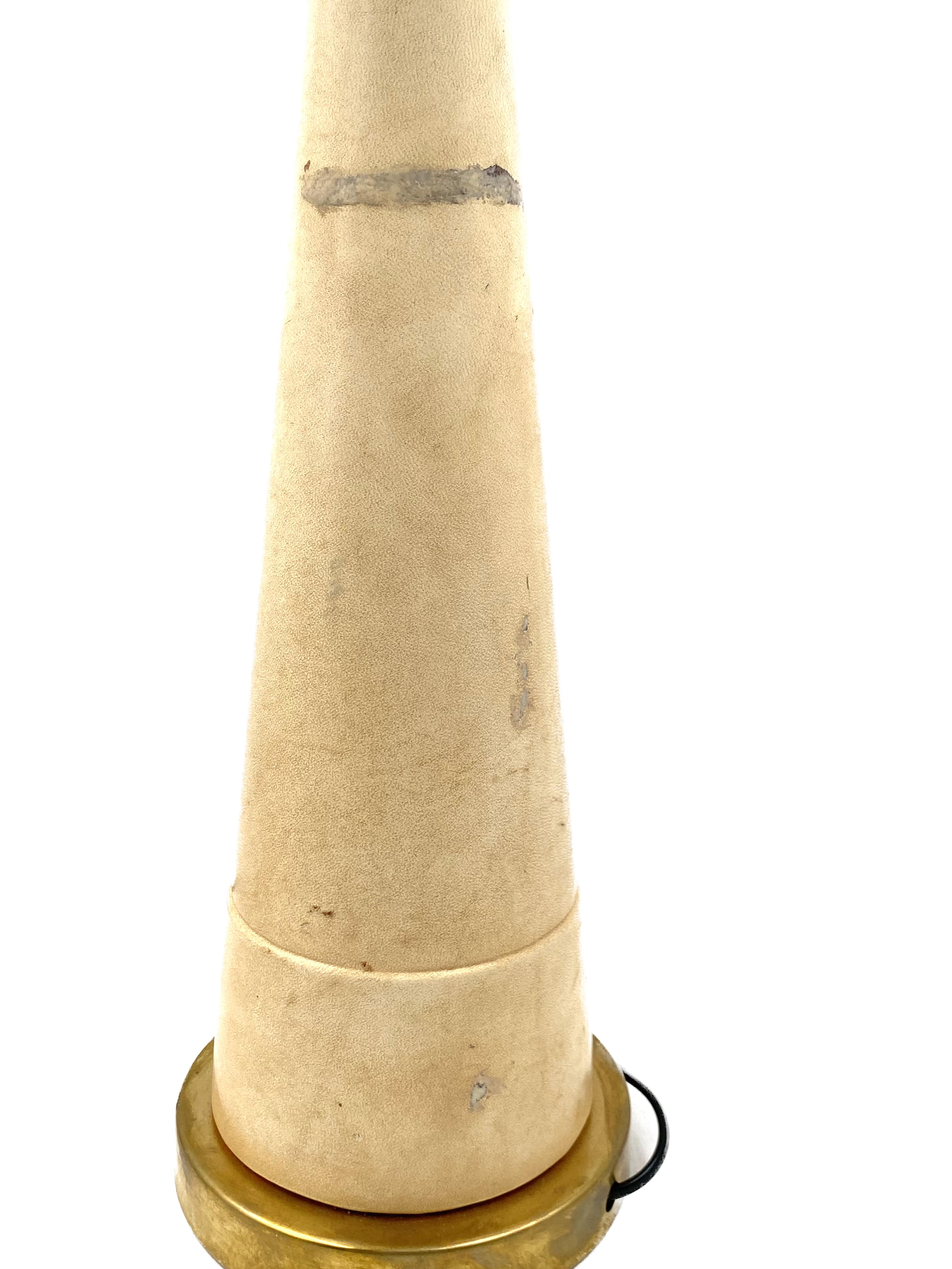 Conic parchment and brass table lamp, France 1960