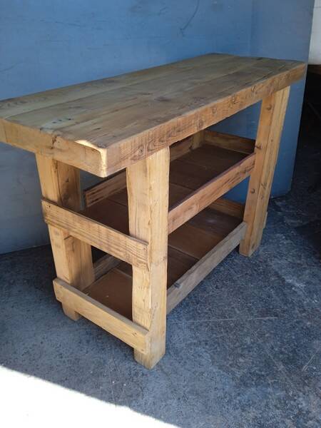 Old solid wood workbench furniture