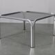 Table basse carrée italienne en chrome et verre des années 1970